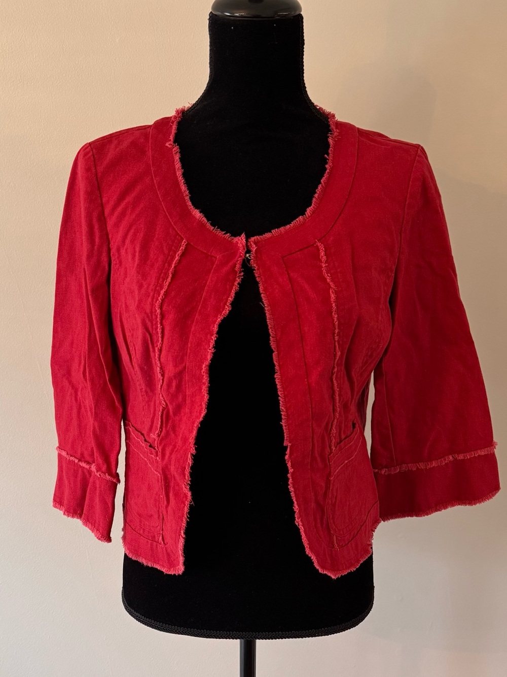 Sundance Linen Blend Red Jacket Women’s 8 Cropped